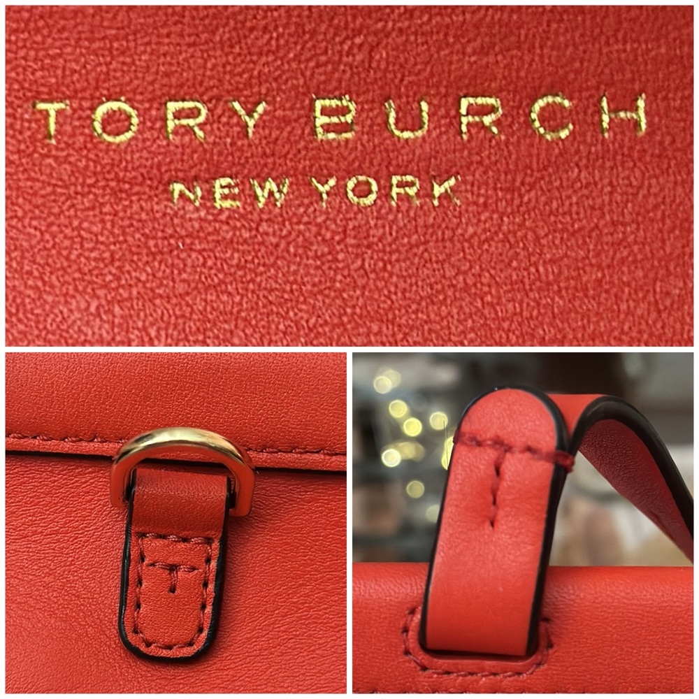 TORY BURCH Block T Leather Top Handle Crossbody Bag in Red, EUC - Picture 12 of 16
